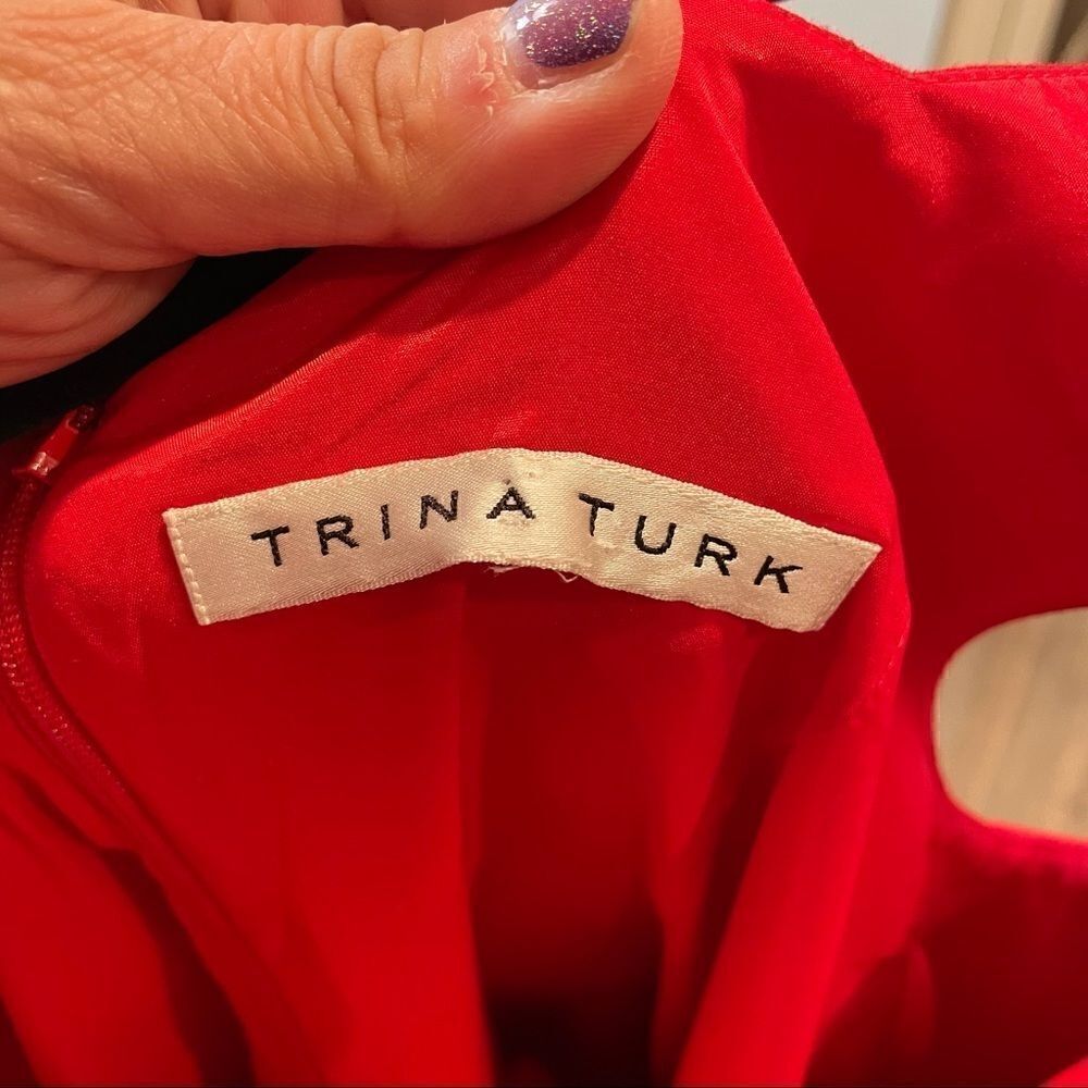 Trina Turk Carmichael Ponte Peplum Style Tank Dress in Cherry - Picture 9 of 9